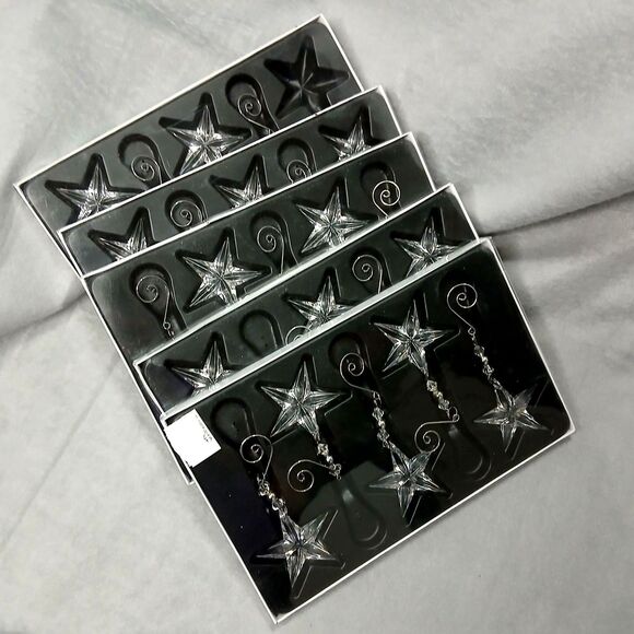 24 pc Acrylic Star Ornament Set Hanging Clear Transparent Holiday Tree NIB - Picture 1 of 4